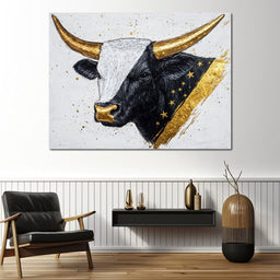 Golden Star Bull Elegance - NicheCanvas