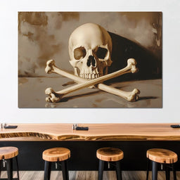 Sepia Skull And Crossbones Still - NicheCanvas