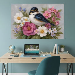 Songbird Garden Bouquet Oil Style - NicheCanvas