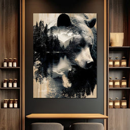 Wild Pines Bear Reflection - NicheCanvas