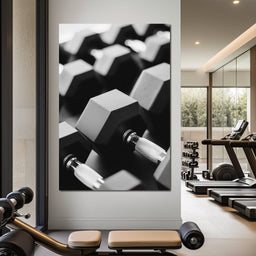 Monochrome Dumbbell Strength - NicheCanvas