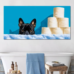 French Bulldog Bathroom Peek - NicheCanvas
