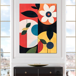 Modern Geo Floral Sunrise Radiance - NicheCanvas