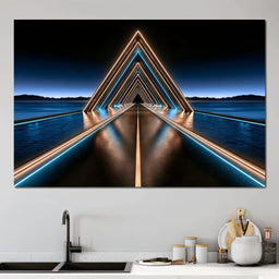 Infinite Path Toward The Neon Horizon - NicheCanvas
