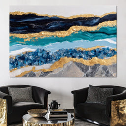 Gilded Ocean Geode Flow - NicheCanvas