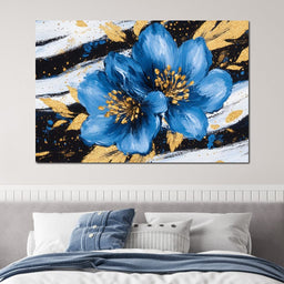 Blue Petals Midnight Bloom - NicheCanvas