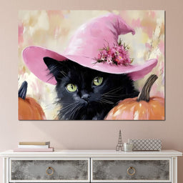 Bewitched Black Cat Pumpkin - NicheCanvas
