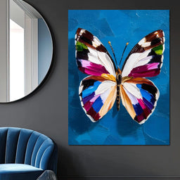 Bold Butterfly on Cobalt Sky - NicheCanvas
