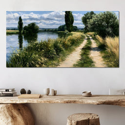 Walking Towards The Summer Riverbank - NicheCanvas