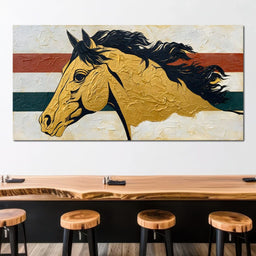 Golden Stallion Portrait - NicheCanvas