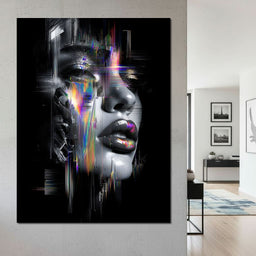 Neon Spectrum Glitch Portrait - NicheCanvas