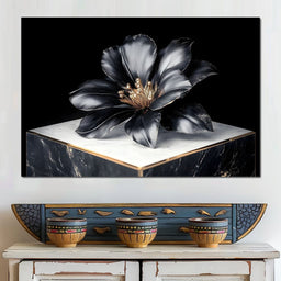 Noir Petal Elegance Burst - NicheCanvas