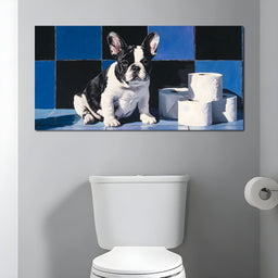 Bulldog Bathroom Antics - NicheCanvas