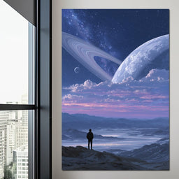 Stargazer Under Ringed World - NicheCanvas