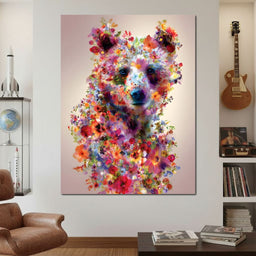Floral Bear Wild Garden Portrait - NicheCanvas