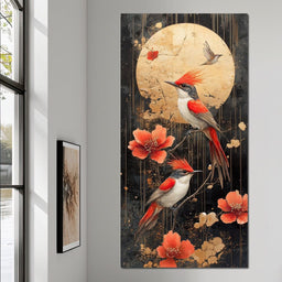 Golden Birds and Blossoms Fantasy - NicheCanvas
