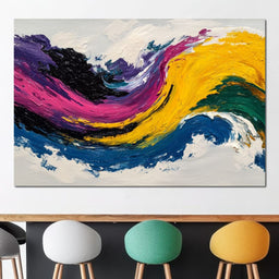 Electric Color Wave Abstract - NicheCanvas
