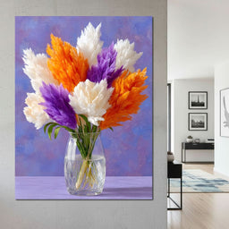 Vibrant Pampas Grass Bouquet Scene - NicheCanvas