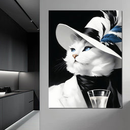 Sophisticated Feline Reverie - NicheCanvas