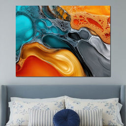 Teal And Ember Pour - TooplesArt - NicheCanvas