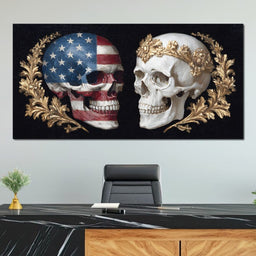 Patriotic Skulls Regal Duel - NicheCanvas
