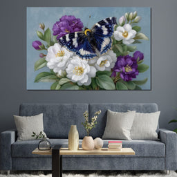 Blue Butterfly Garden Blossom - NicheCanvas