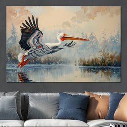 Ethereal Pelican's Graceful Glide - NicheCanvas