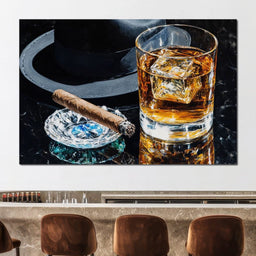 Whiskey Night Silhouette - NicheCanvas