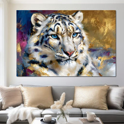 Golden Snow Leopard Portrait - NicheCanvas