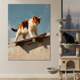 Calico Cat Skateboard Ride - NicheCanvas