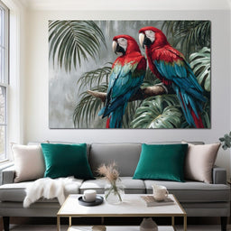 Tropical Macaw Duo Rainforest - NicheCanvas