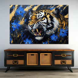 Fierce Tiger in Wild Blooms - Alicia Smith - NicheCanvas