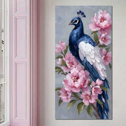 Peacock Among Blossoms - NicheCanvas