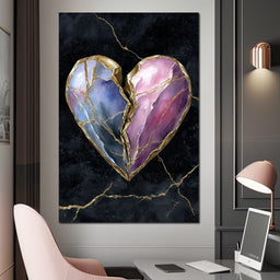 Kintsugi Split Heart Gold - NicheCanvas