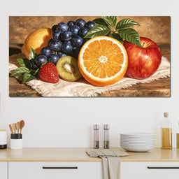 Harvest Bounty On Linen Tablecloth - NicheCanvas