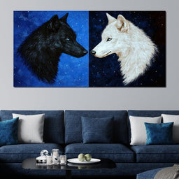 Celestial Wolves Starlit Encounter - NicheCanvas