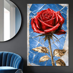 Fractured Petals On A Gilded Stem - NicheCanvas