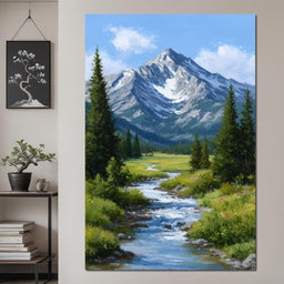 Alpine Peak River Meadow Sky - NicheCanvas
