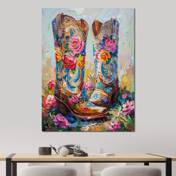 Wildflower Cowboy Boots - Neal Hackett - NicheCanvas