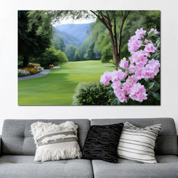 Verdant Meadow's Floral Embrace - NicheCanvas