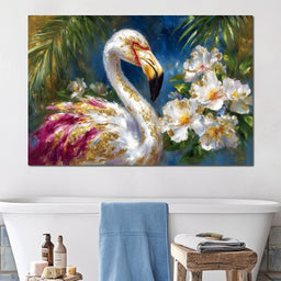 Gilded Flamingo Garden Glow - Neal Hackett - NicheCanvas