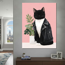 Rebel Feline Fashion Portrait - NicheCanvas