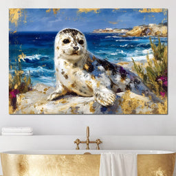 Coastal Seal Gold Brushed Sea - Neal Hackett - NicheCanvas