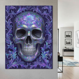 Prismatic Skull Baroque Flourish - NicheCanvas