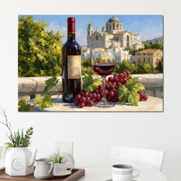 Vintage Wine Harvest Near Cathedral - NicheCanvas