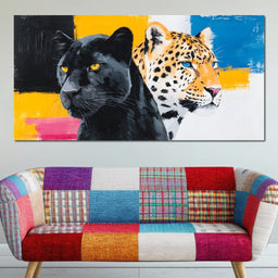 Dual Panther Leopard Portrait - NicheCanvas