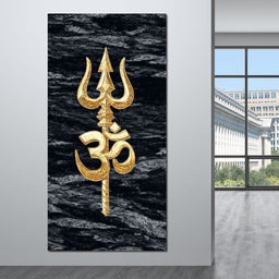 Golden Om Trishul Emblem - NicheCanvas