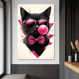 Chic Feline Bubblegum Bliss - NicheCanvas
