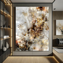 Golden Snowflake Reverie - NicheCanvas