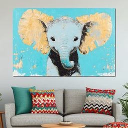 Elephant on Aqua Canvas - NicheCanvas